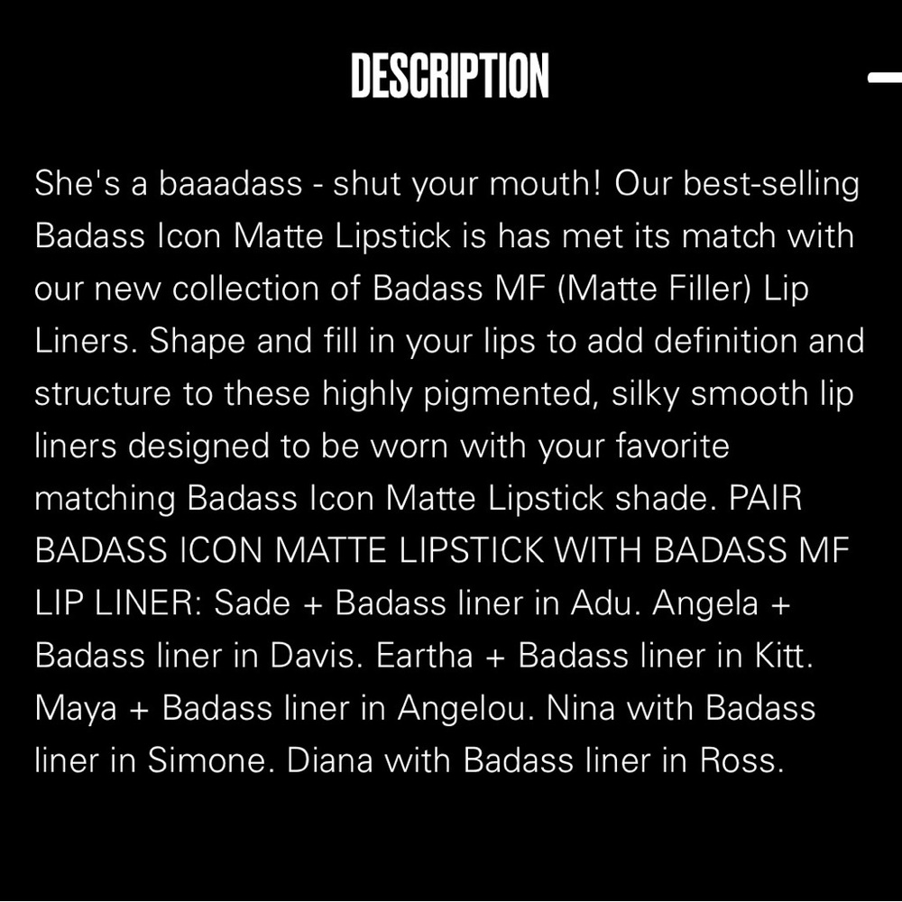 2/$25 UOMA BEAUTY BADASS MF MATTE FILLER LIP LINER - BRAND NEW in the box! - Picture 10 of 16